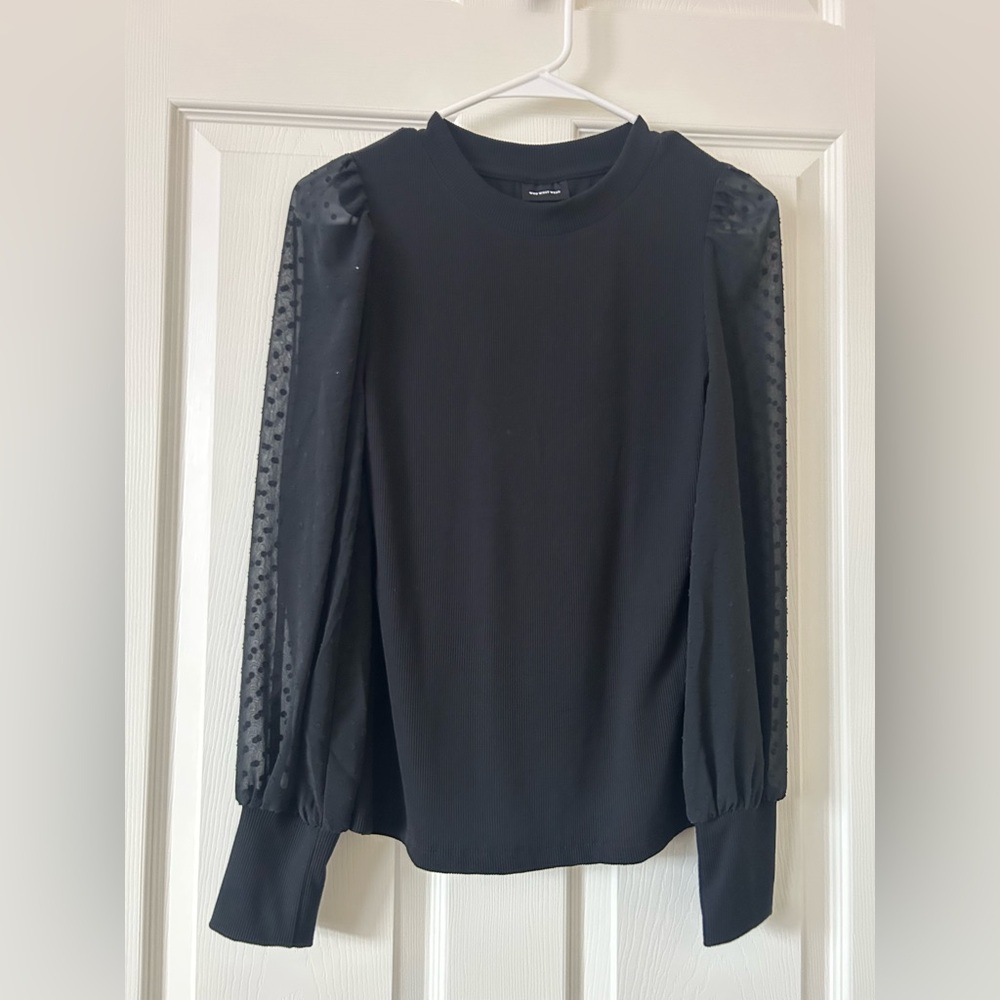 Who What Wear Black Puff Sleeve Blouse